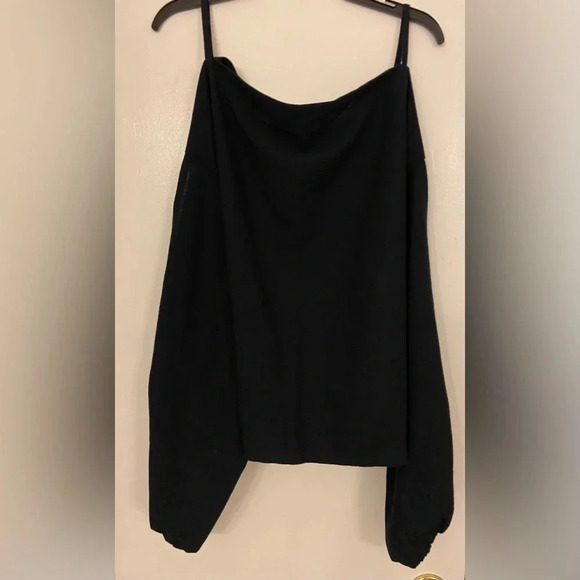 Pampelone Drop Shoulder Linen Top Black Size Large - Picture 2 of 5